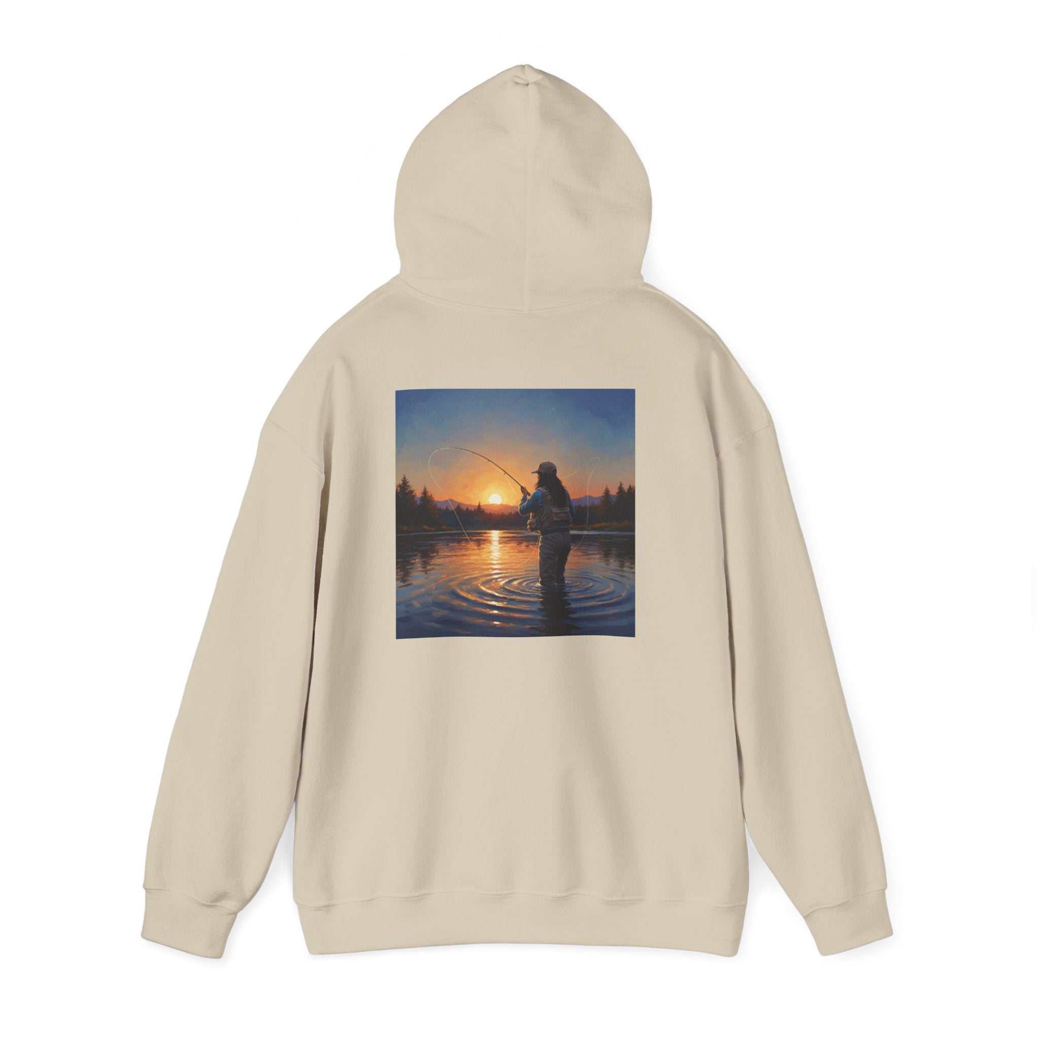 Sunset Fly Fishing Hoodie – Tranquil Angler Graphic Pullover