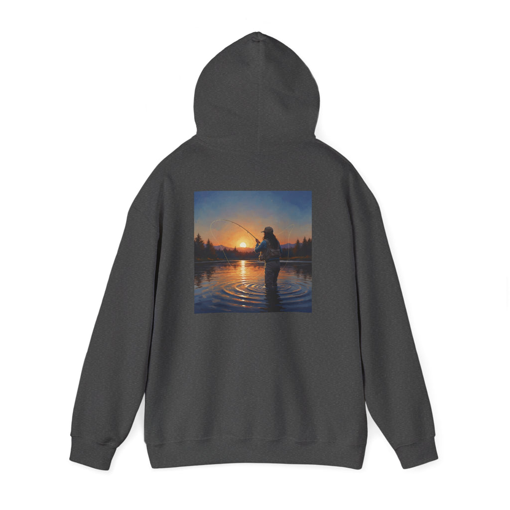 Sunset Fly Fishing Hoodie – Tranquil Angler Graphic Pullover