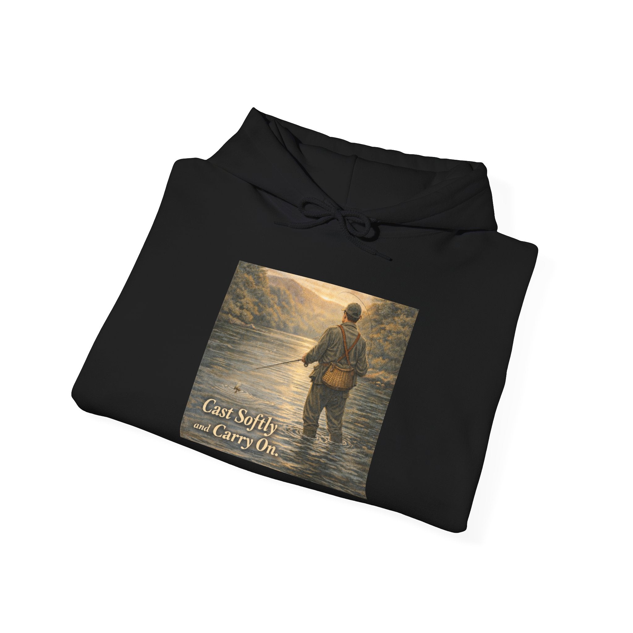 Hoodie — 'Can't Stop, Carry On' Sunset Fishing Graphic