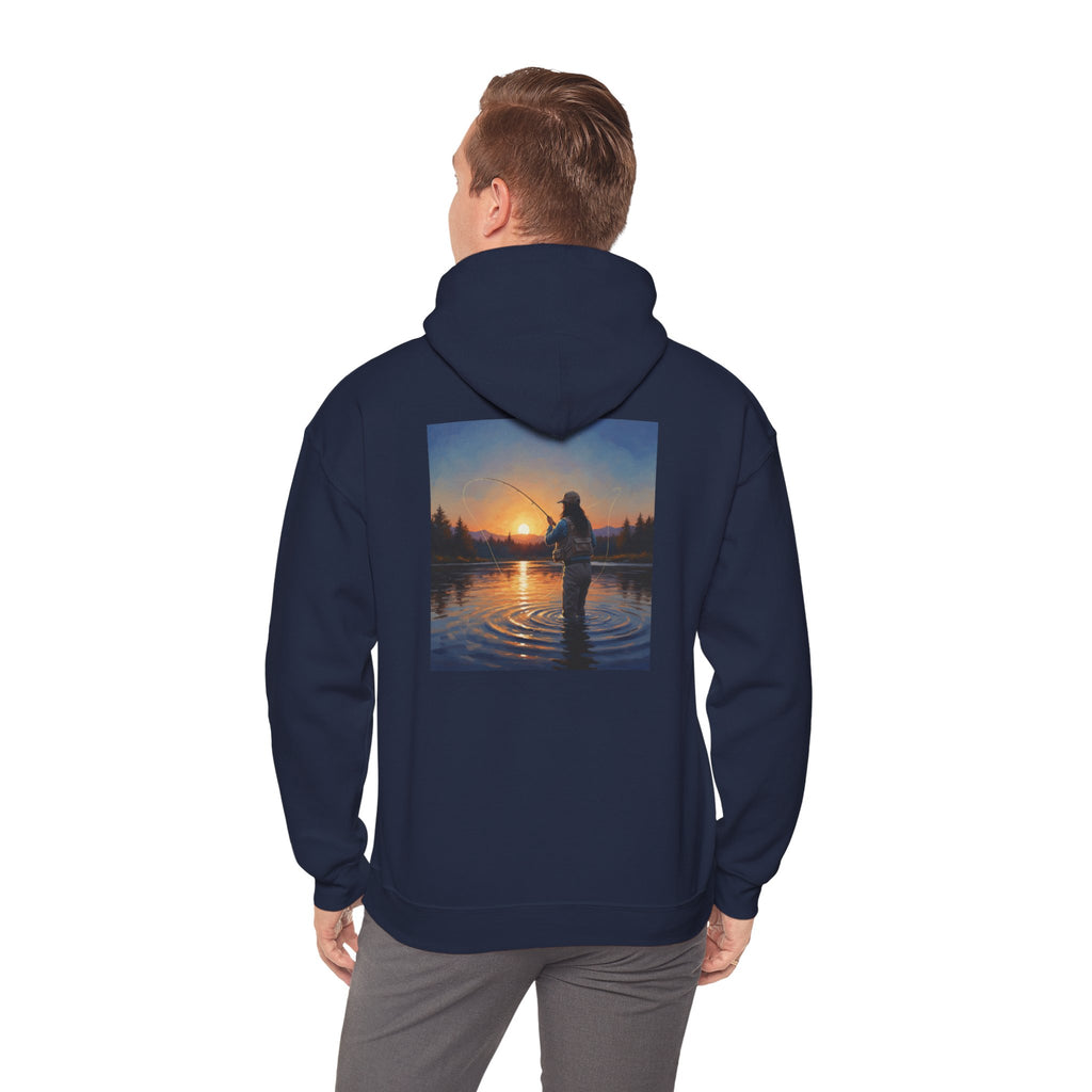 Sunset Fly Fishing Hoodie – Tranquil Angler Graphic Pullover