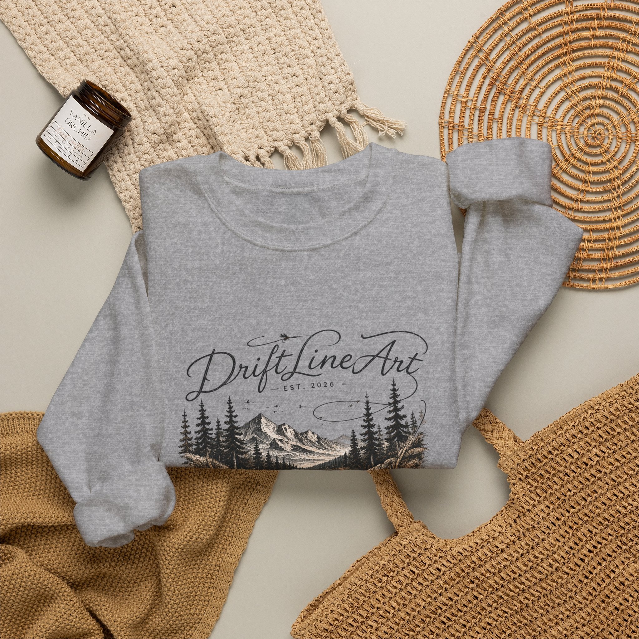Drift Line Art Crewneck - Trout Tales Collection