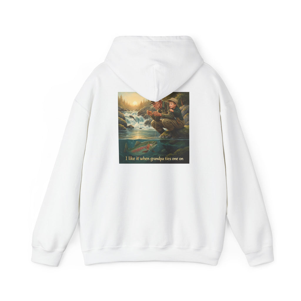 Fishing Grandpa Hoodie - 'I like it when grandpa ties one on' Vintage Fishing Graphic Hoodie