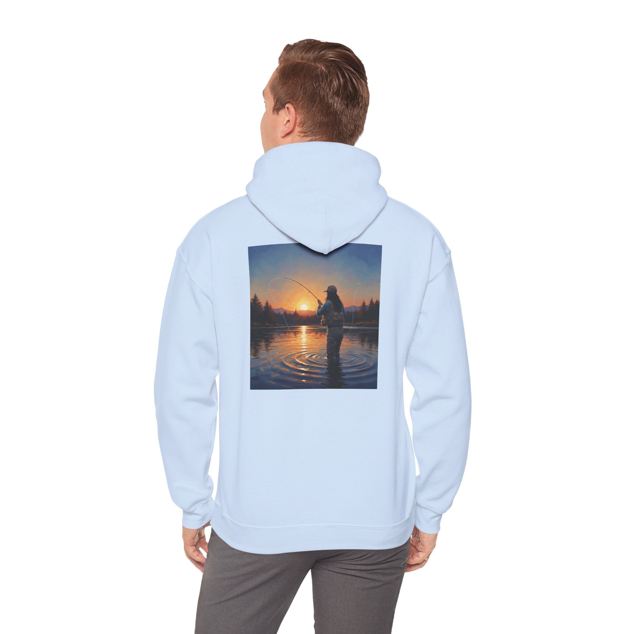 Sunset Fly Fishing Hoodie – Tranquil Angler Graphic Pullover