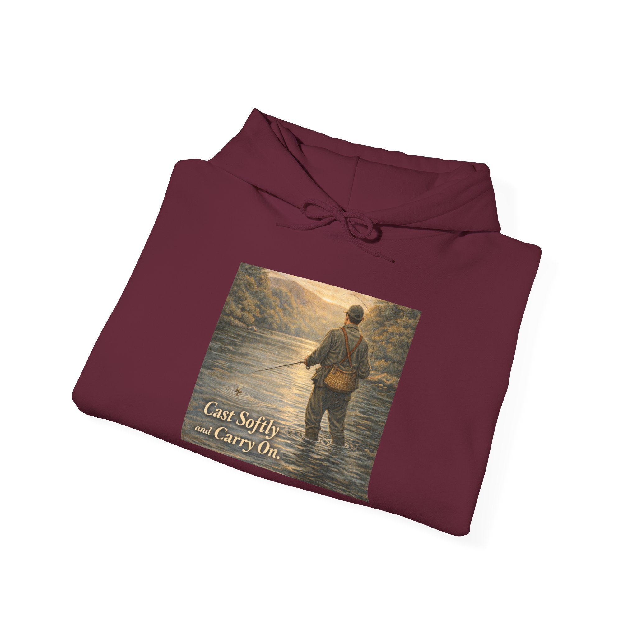 Hoodie — 'Can't Stop, Carry On' Sunset Fishing Graphic