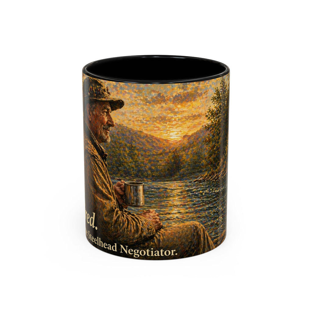 Rustic Fly Fisherman Coffee Mug – 'Trout Whisperer' Scenic Accent Mug (11/15oz)