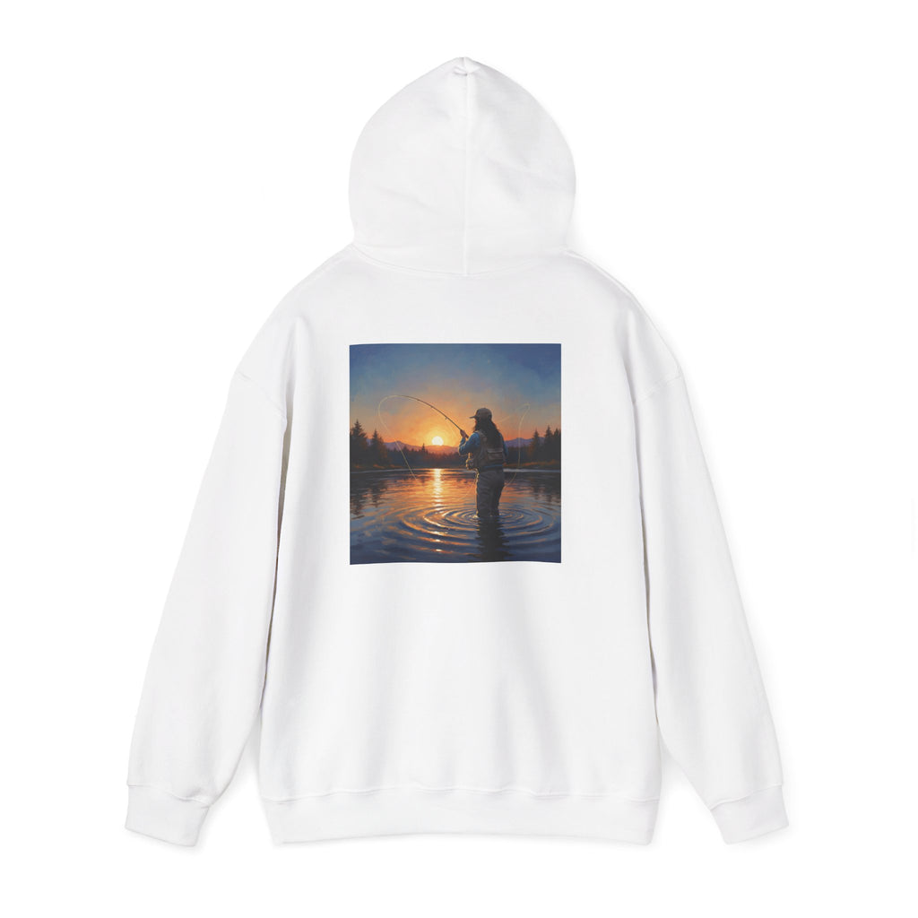 Sunset Fly Fishing Hoodie – Tranquil Angler Graphic Pullover