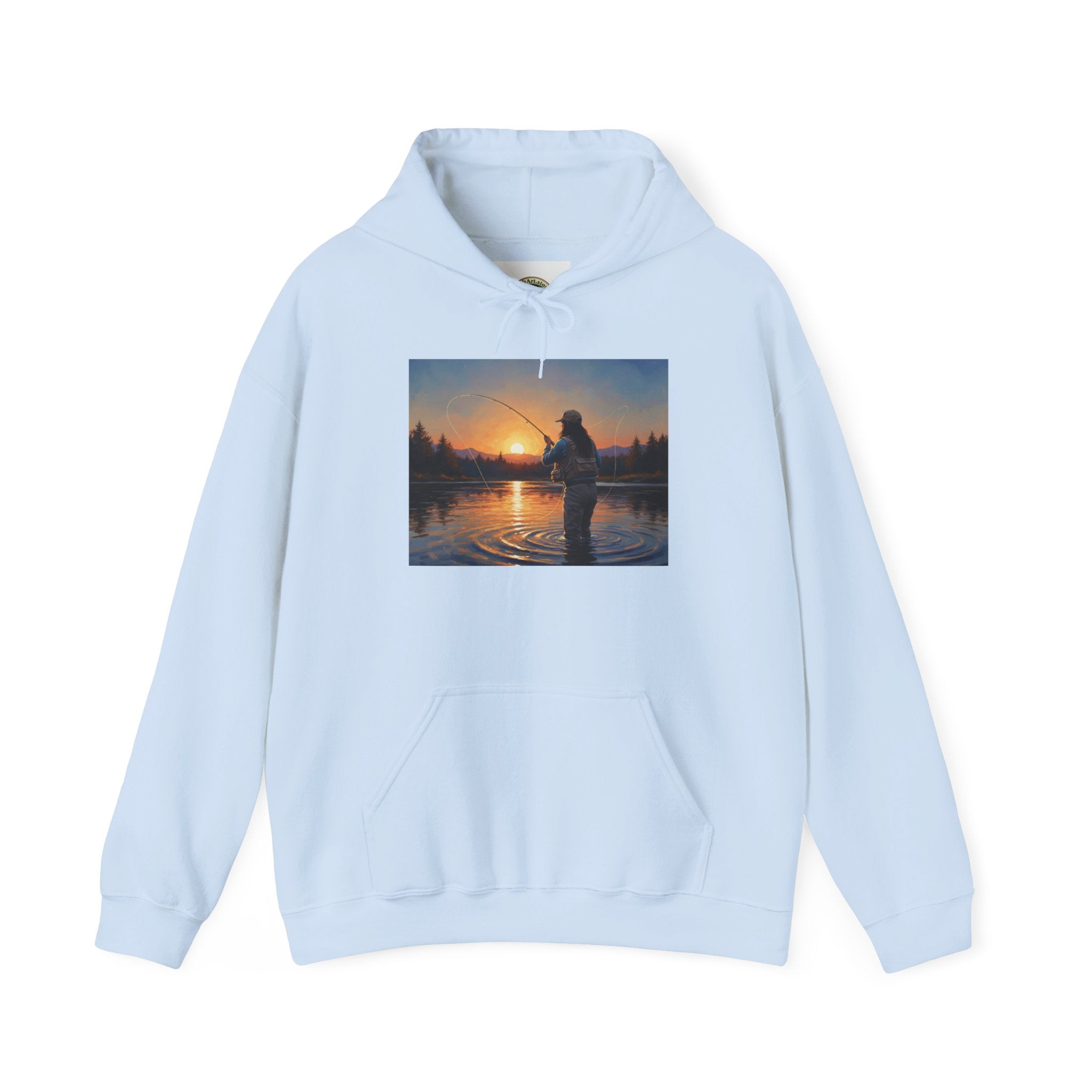 Fishing at Sunset Hoodie – Angler Sunset Scene Hooded Sweatshirt