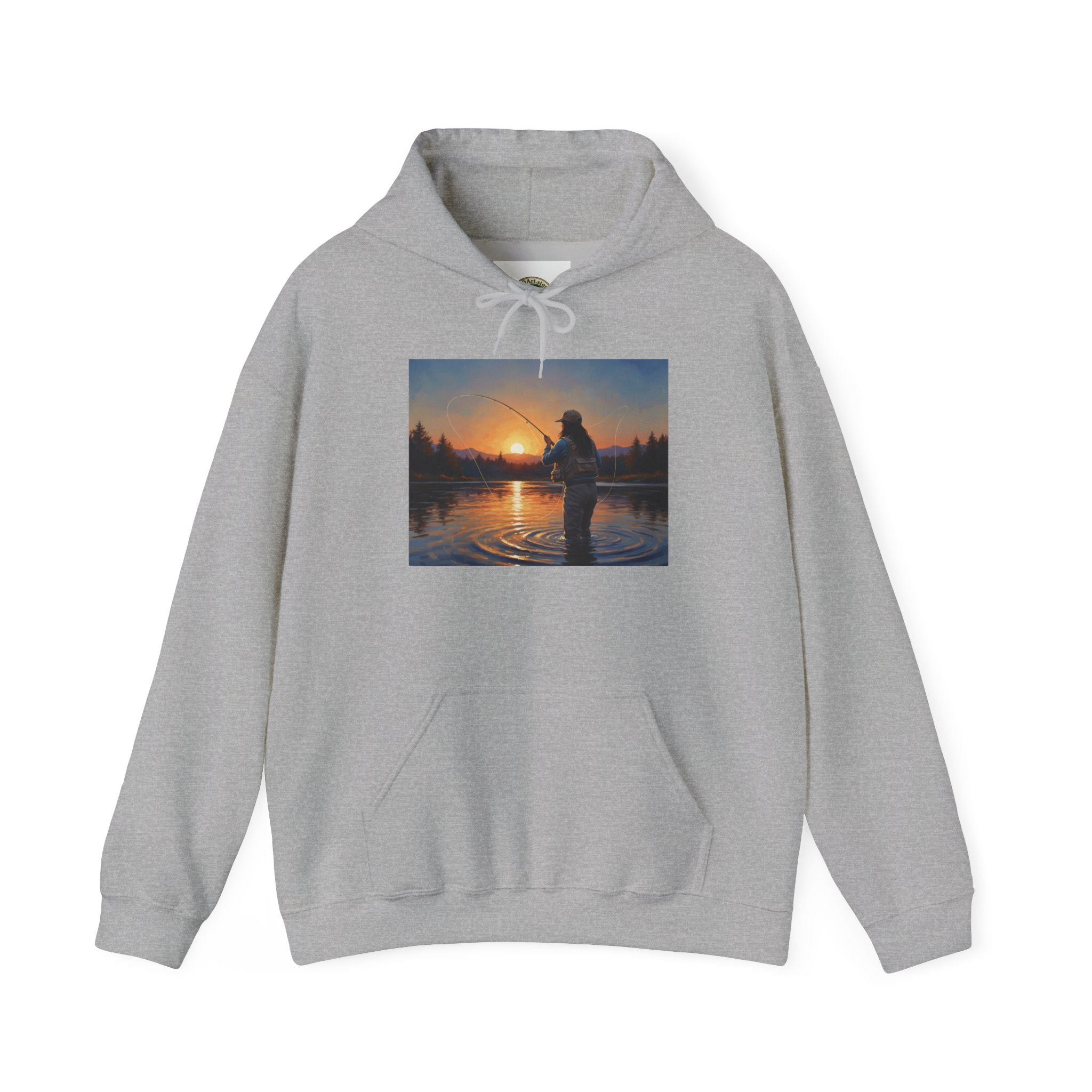 Fishing at Sunset Hoodie – Angler Sunset Scene Hooded Sweatshirt