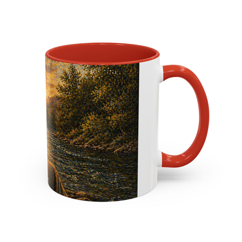 Rustic Fly Fisherman Coffee Mug – 'Trout Whisperer' Scenic Accent Mug (11/15oz)