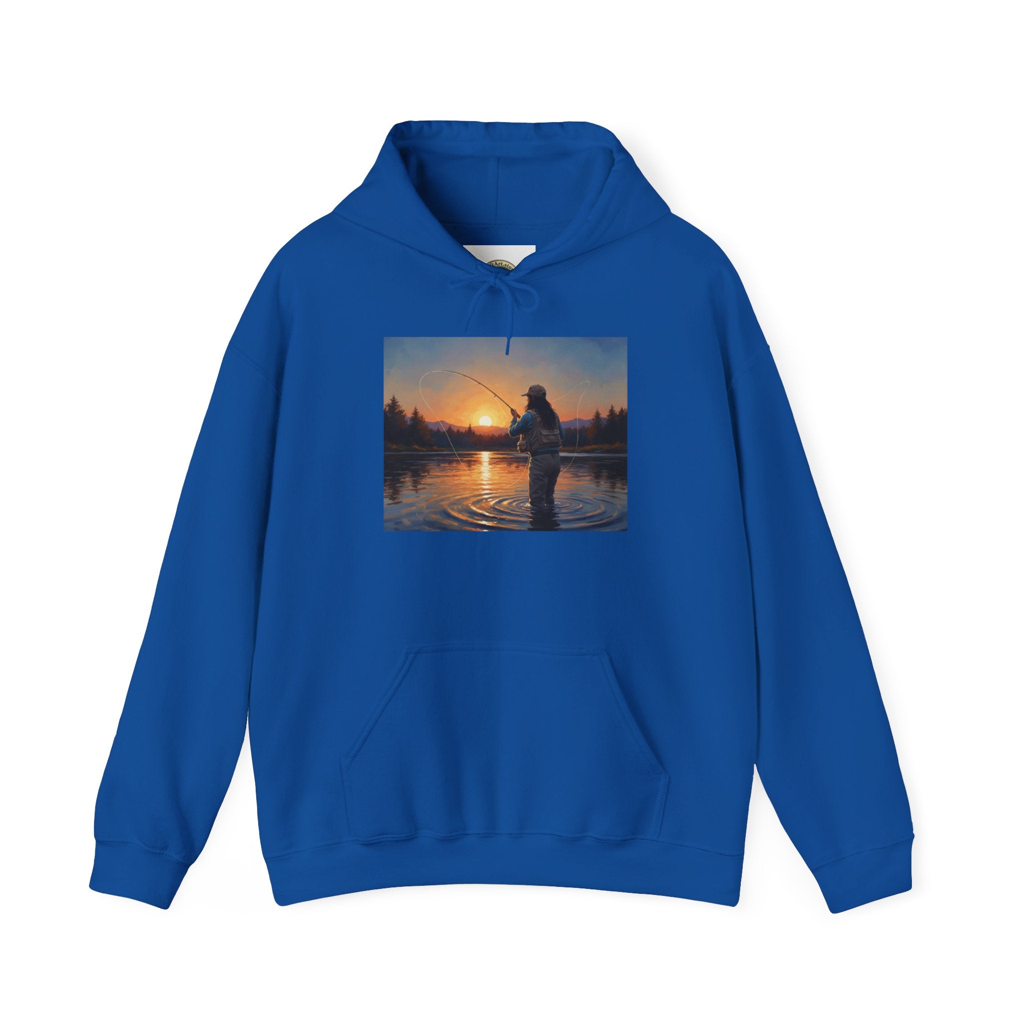 Fishing at Sunset Hoodie – Angler Sunset Scene Hooded Sweatshirt