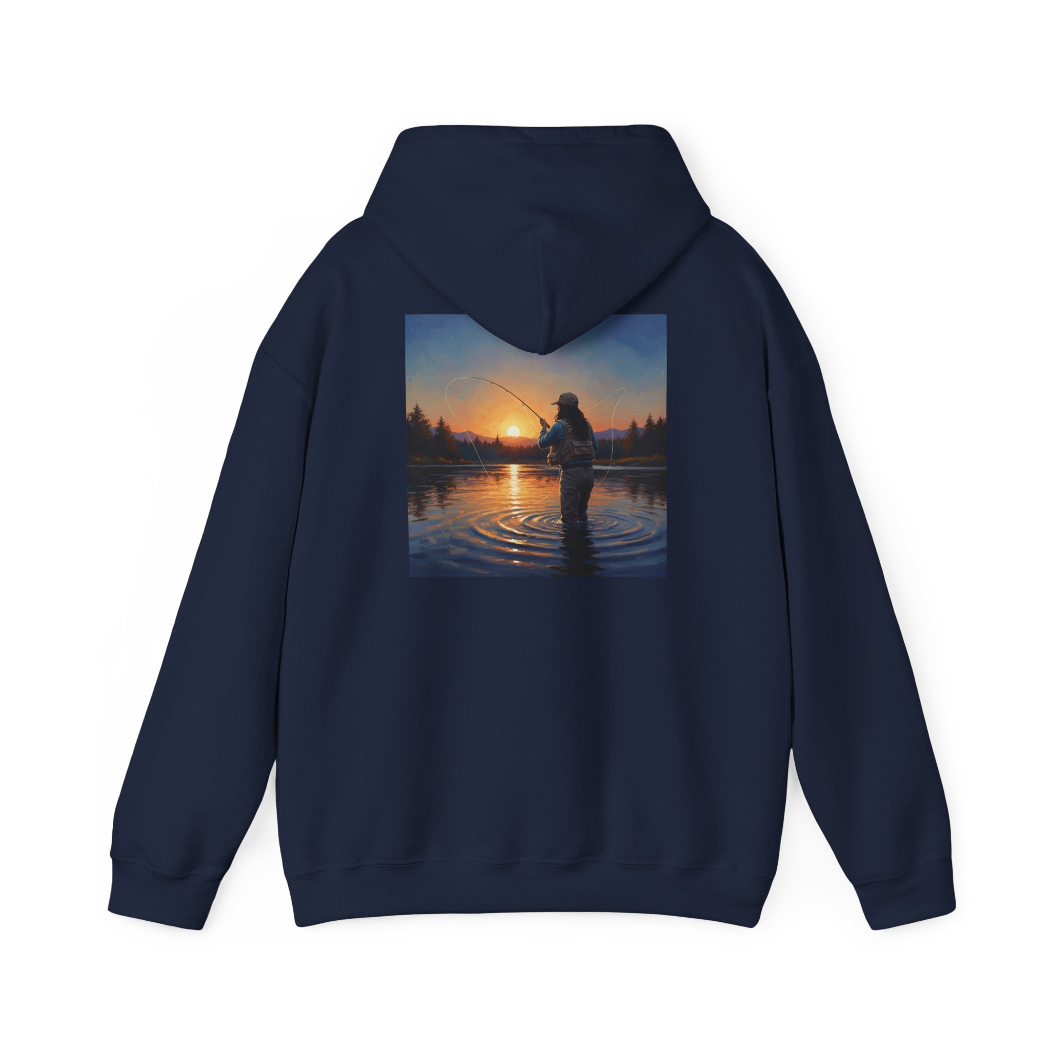 Sunset Fly Fishing Hoodie – Tranquil Angler Graphic Pullover