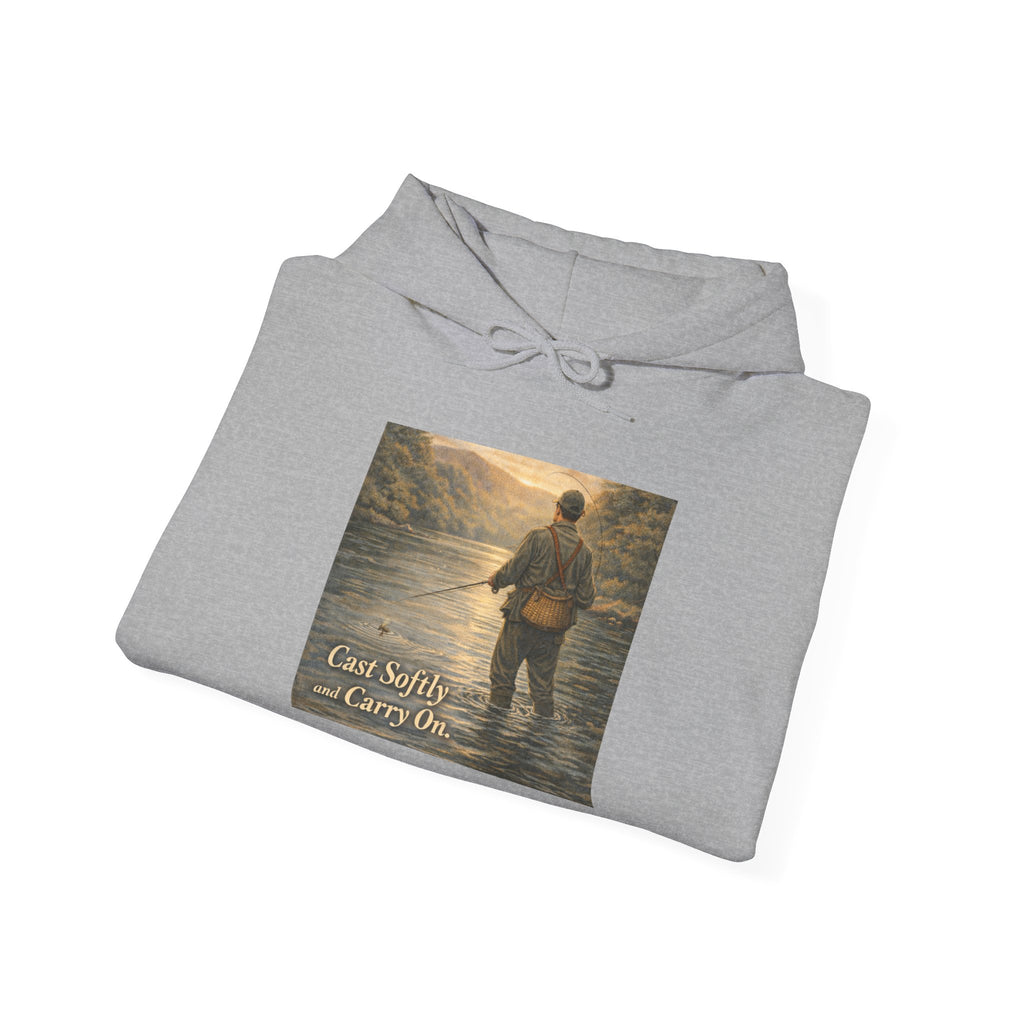 Hoodie — 'Can't Stop, Carry On' Sunset Fishing Graphic