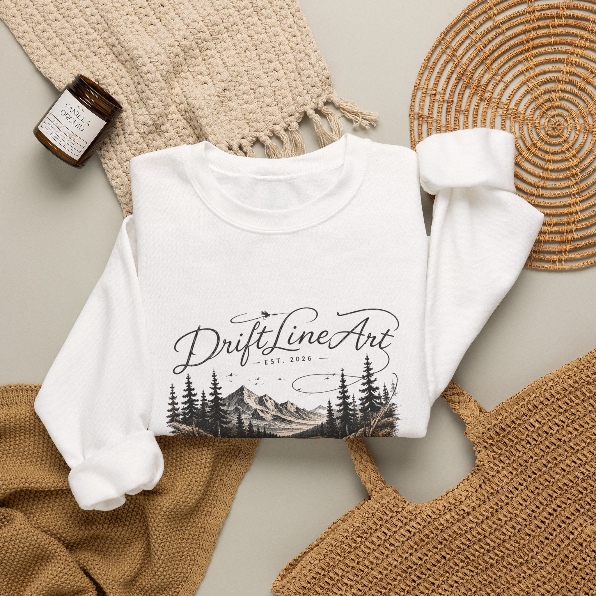 Drift Line Art Crewneck - Trout Tales Collection