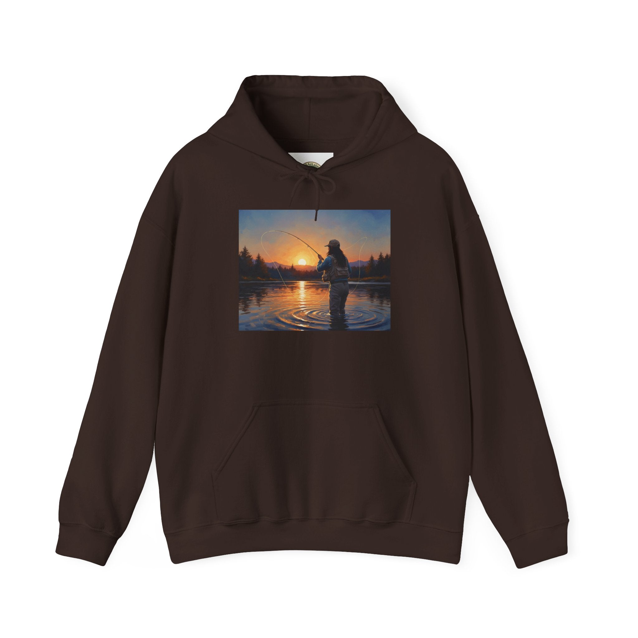 Fishing at Sunset Hoodie – Angler Sunset Scene Hooded Sweatshirt