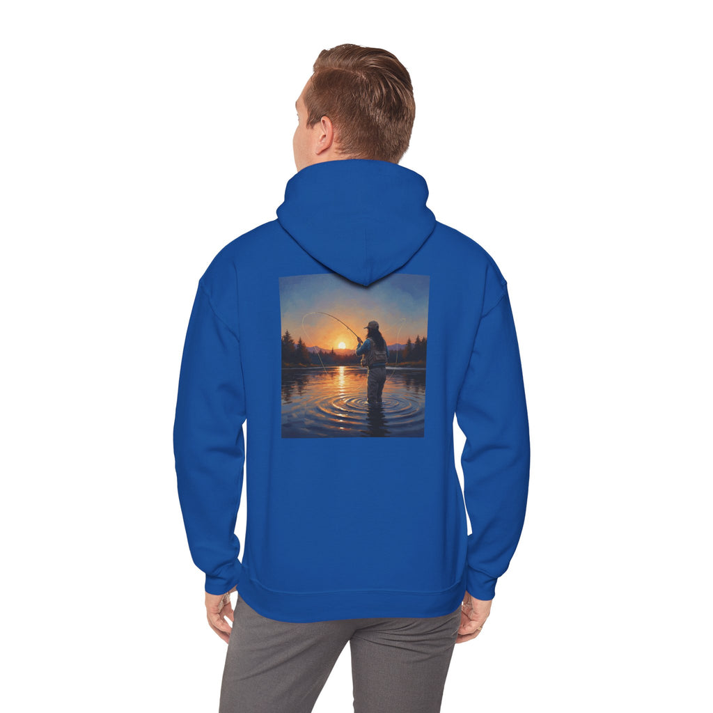Sunset Fly Fishing Hoodie – Tranquil Angler Graphic Pullover