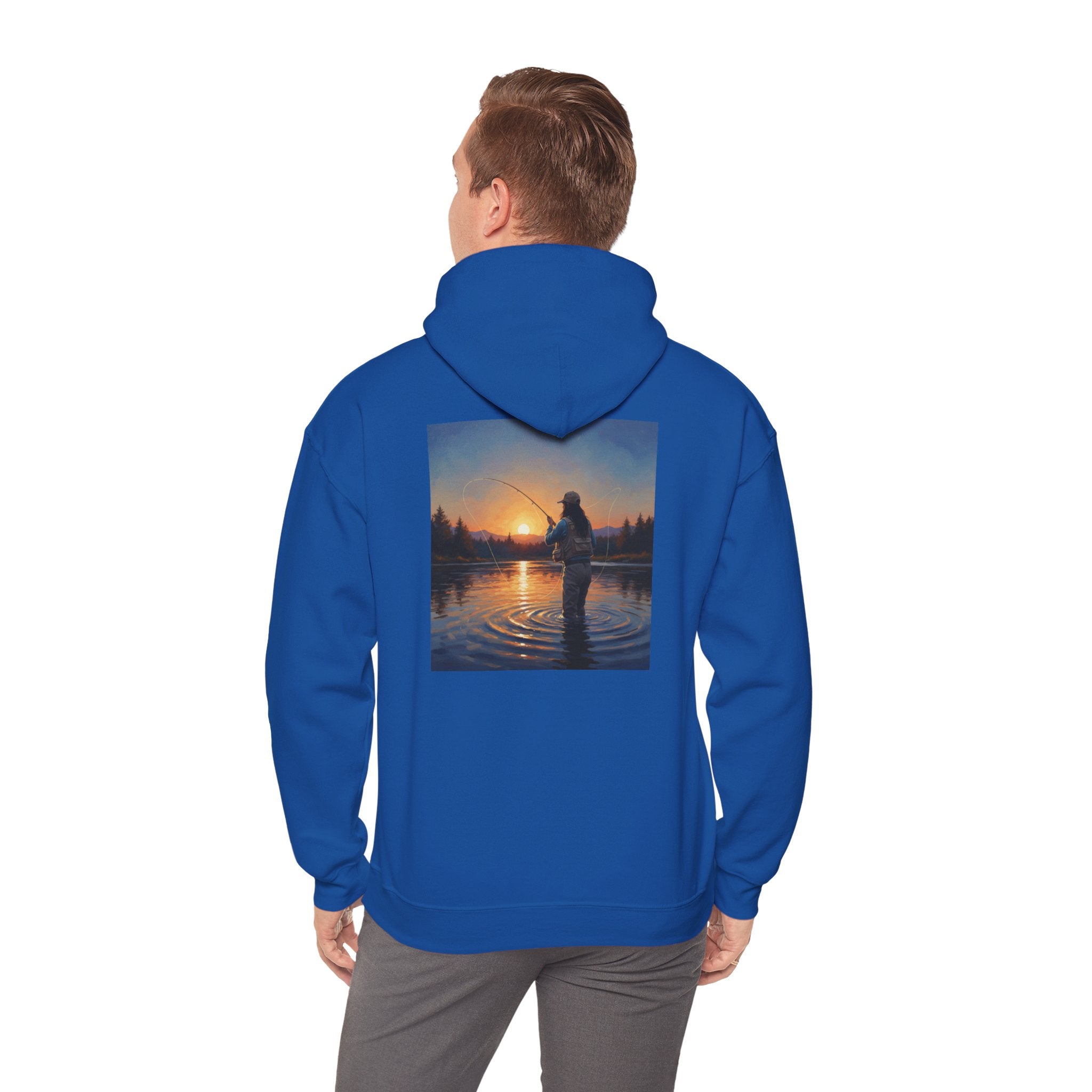 Sunset Fly Fishing Hoodie – Tranquil Angler Graphic Pullover