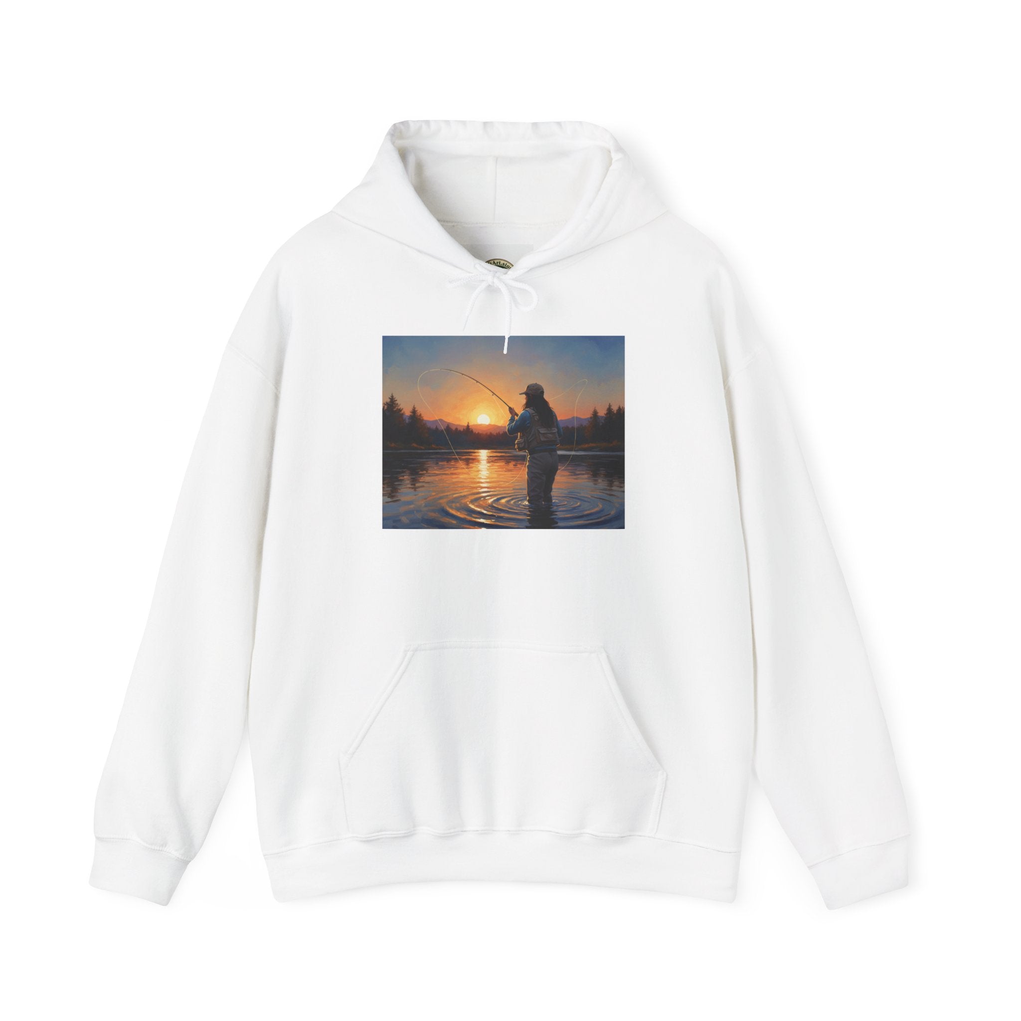 Fishing at Sunset Hoodie – Angler Sunset Scene Hooded Sweatshirt