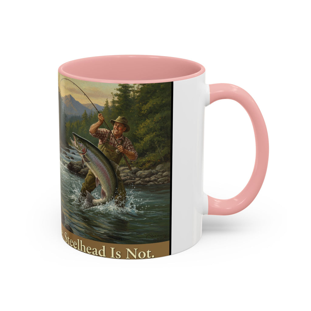 Steelhead Fishing Coffee Mug — Vintage Angler River Scene Accent Mug (11/15oz)