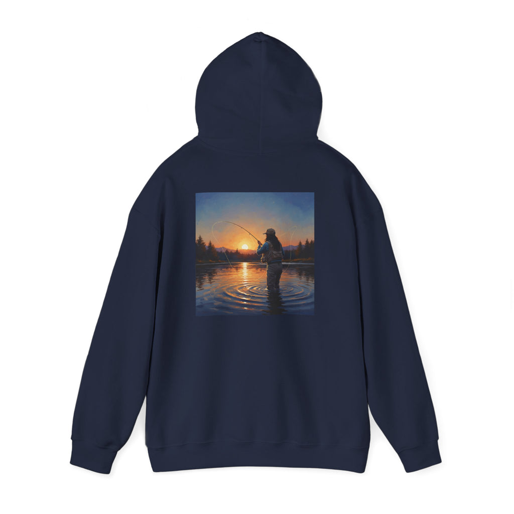 Sunset Fly Fishing Hoodie – Tranquil Angler Graphic Pullover