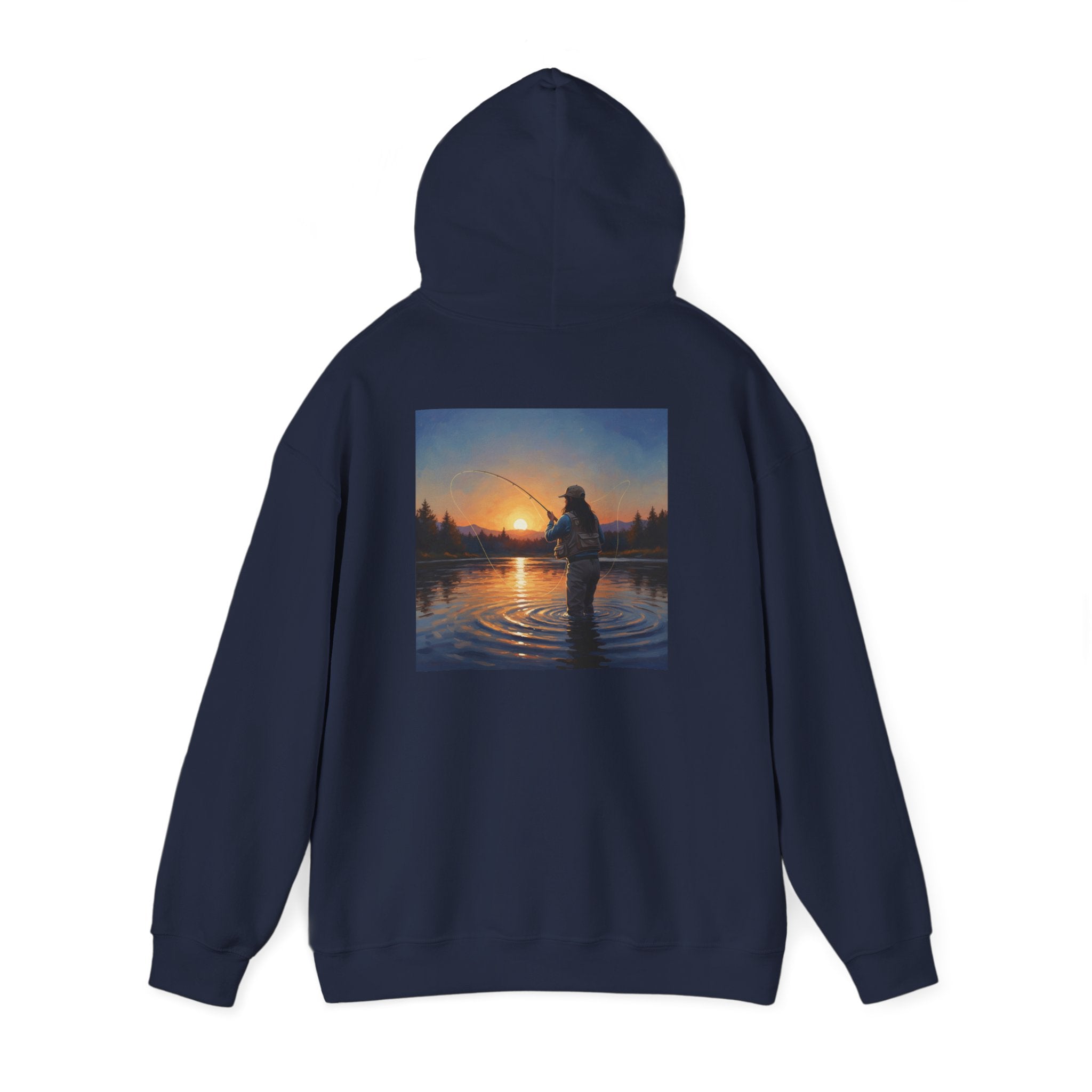 Sunset Fly Fishing Hoodie – Tranquil Angler Graphic Pullover
