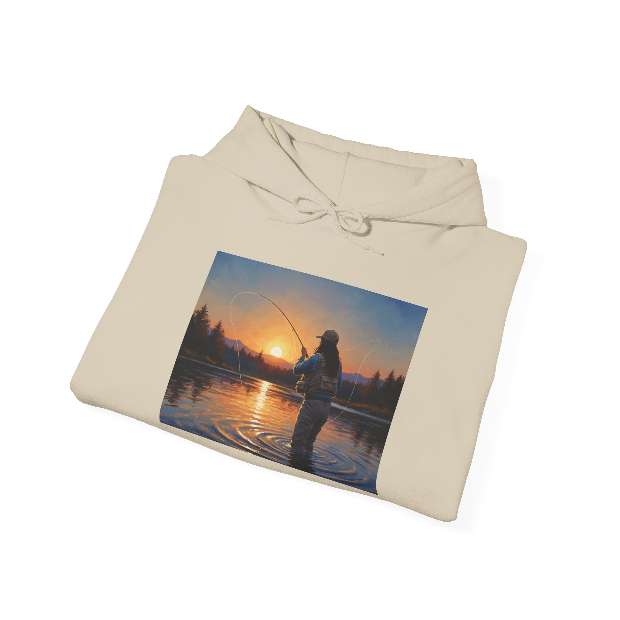 Fishing at Sunset Hoodie – Angler Sunset Scene Hooded Sweatshirt