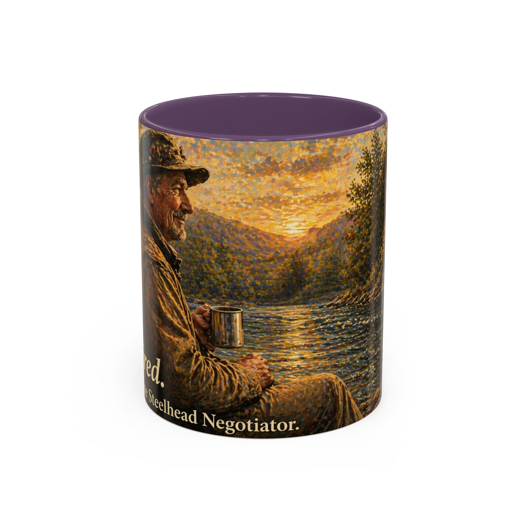 Rustic Fly Fisherman Coffee Mug – 'Trout Whisperer' Scenic Accent Mug (11/15oz)
