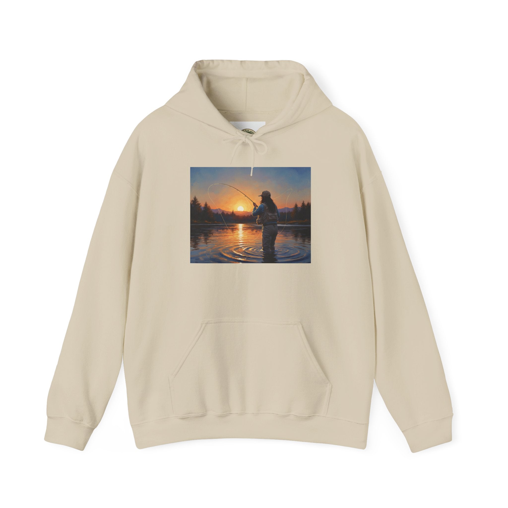 Fishing at Sunset Hoodie – Angler Sunset Scene Hooded Sweatshirt