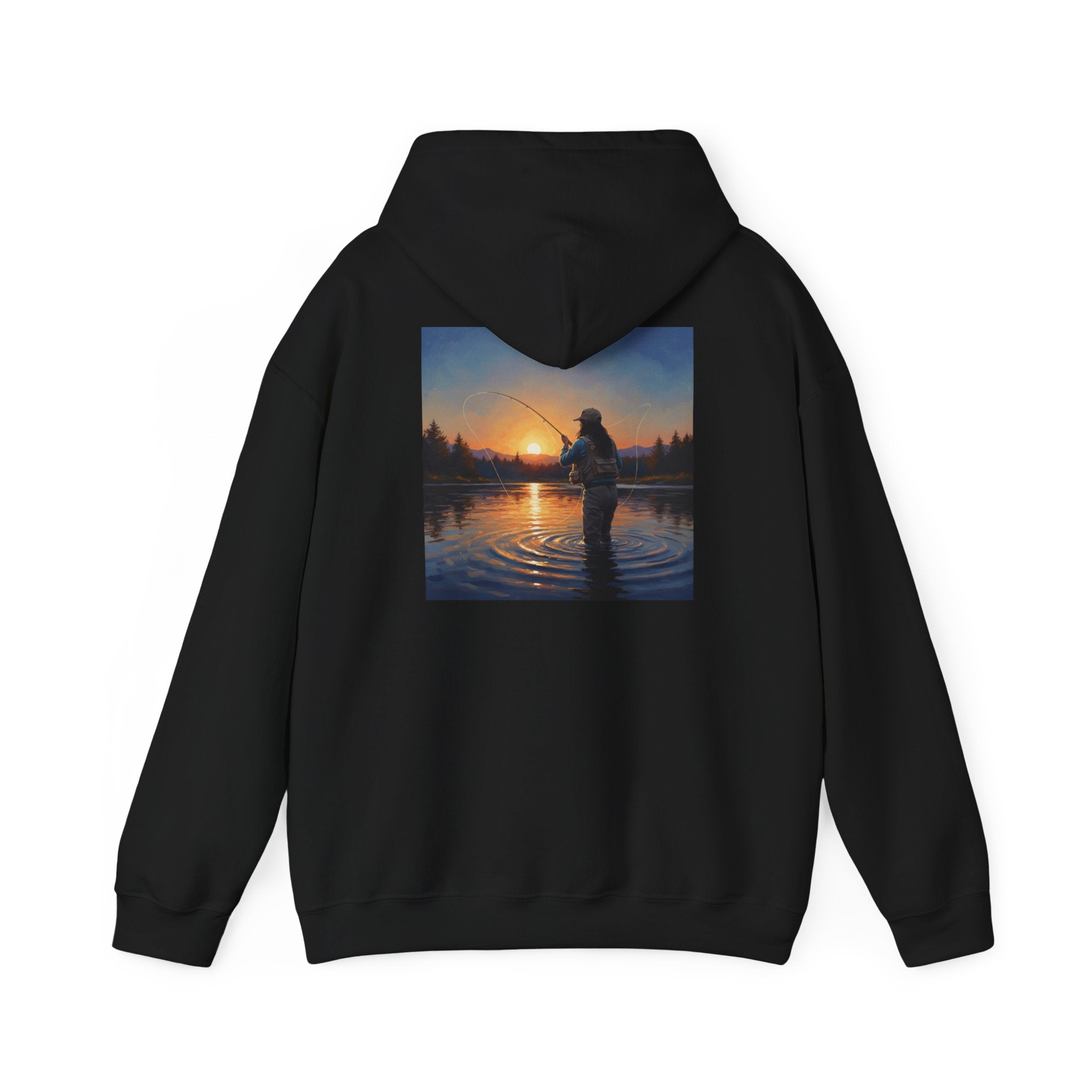 Sunset Fly Fishing Hoodie – Tranquil Angler Graphic Pullover