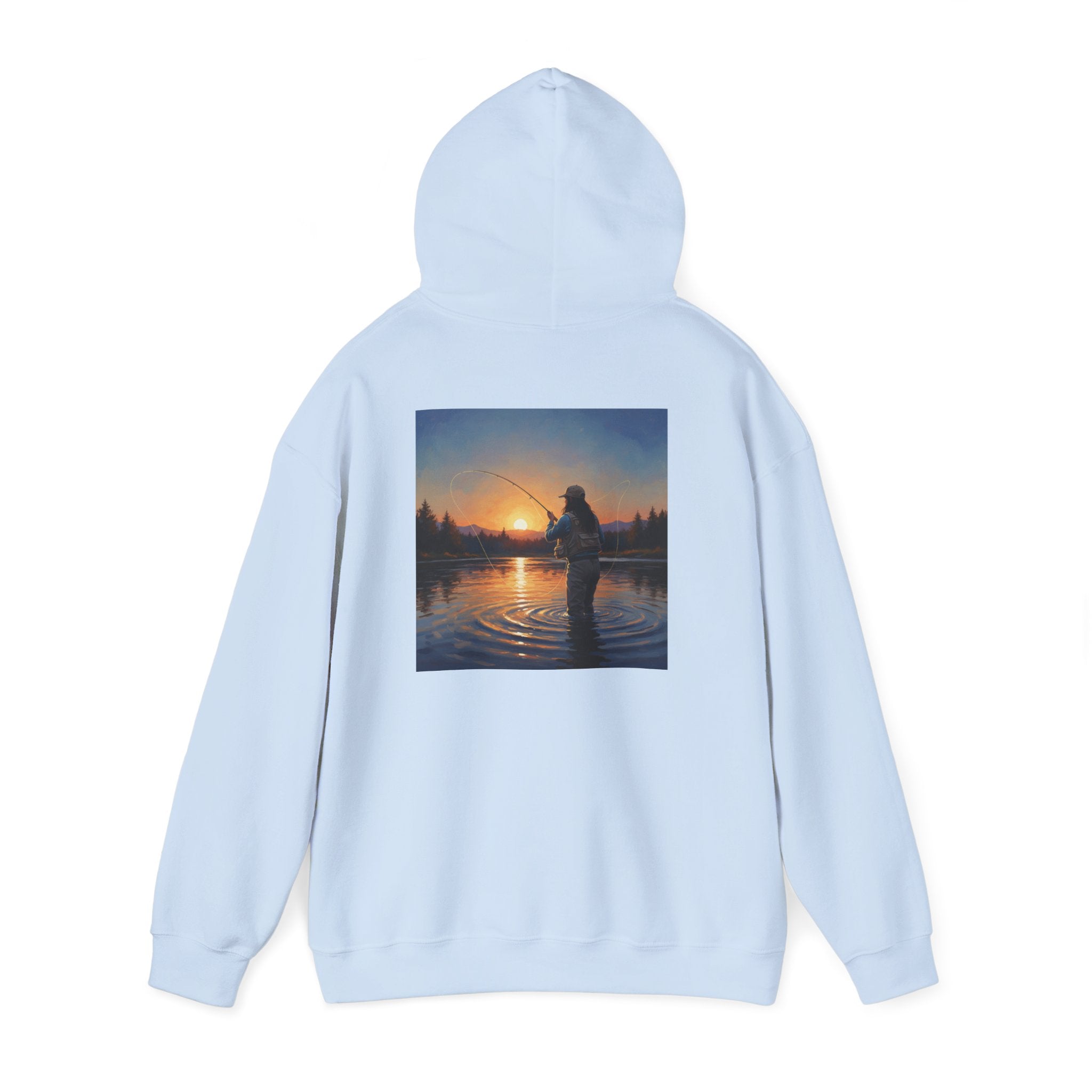 Sunset Fly Fishing Hoodie – Tranquil Angler Graphic Pullover