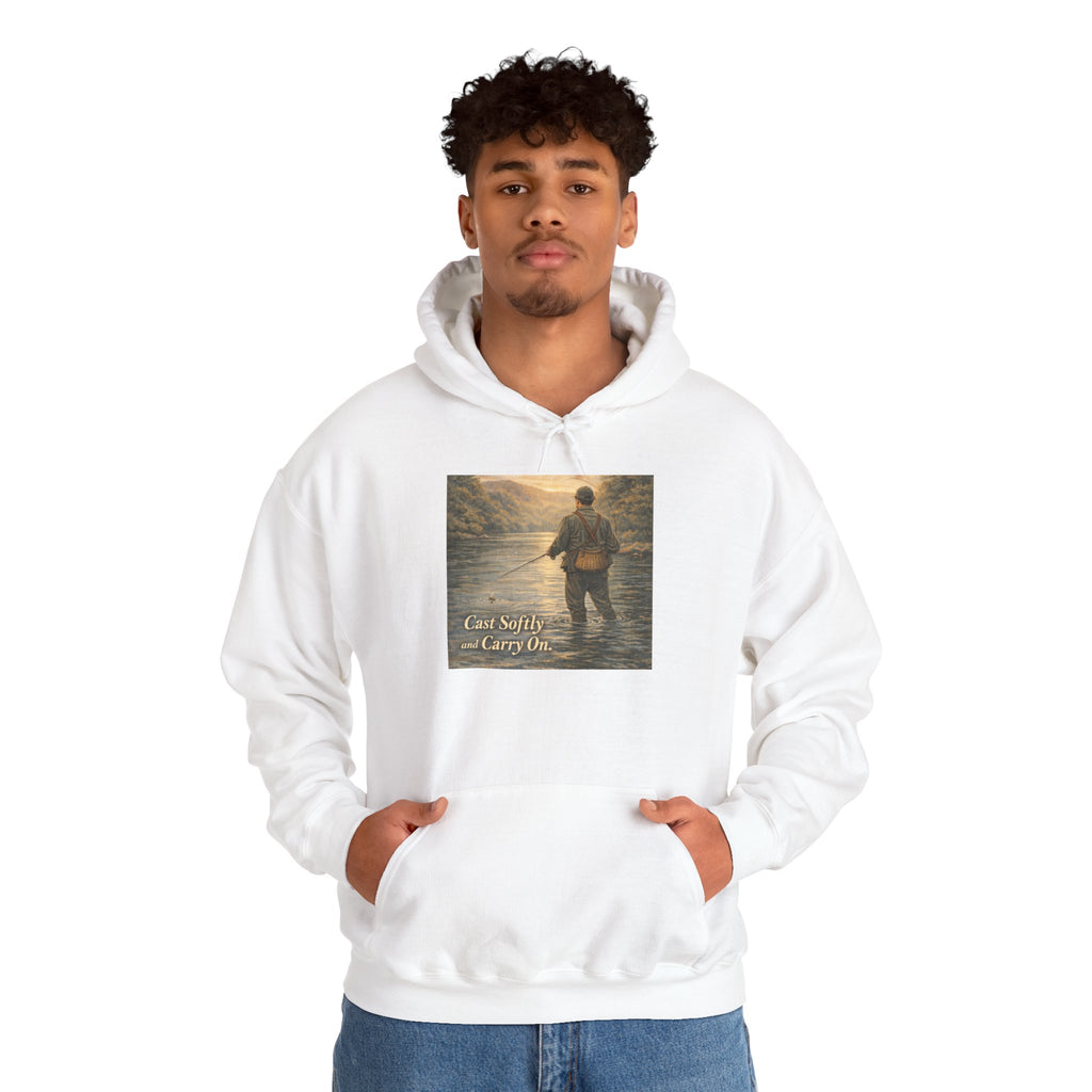 Hoodie — 'Can't Stop, Carry On' Sunset Fishing Graphic