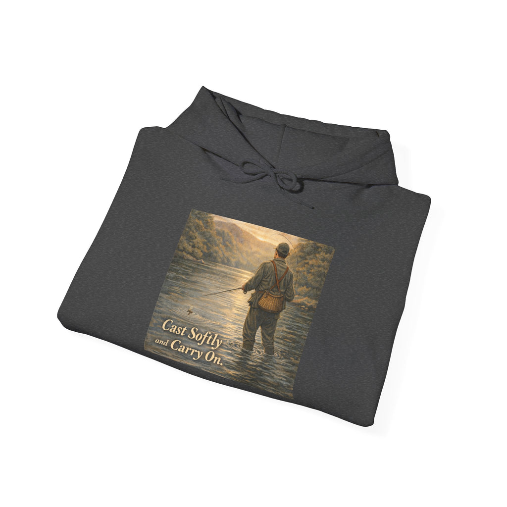 Hoodie — 'Can't Stop, Carry On' Sunset Fishing Graphic