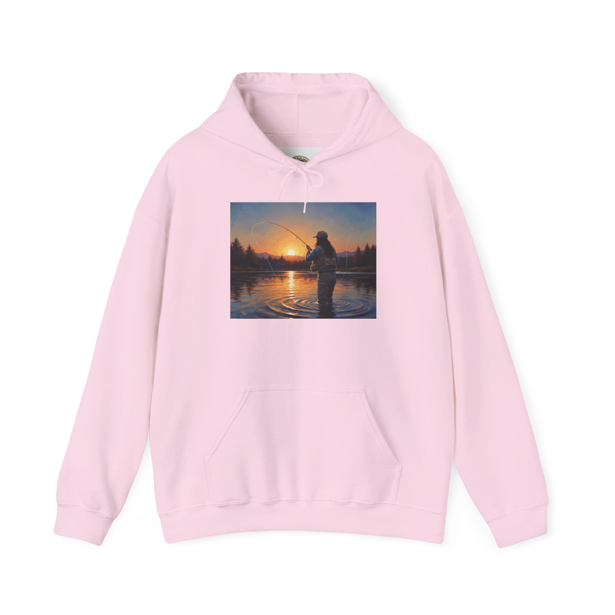 Fishing at Sunset Hoodie – Angler Sunset Scene Hooded Sweatshirt