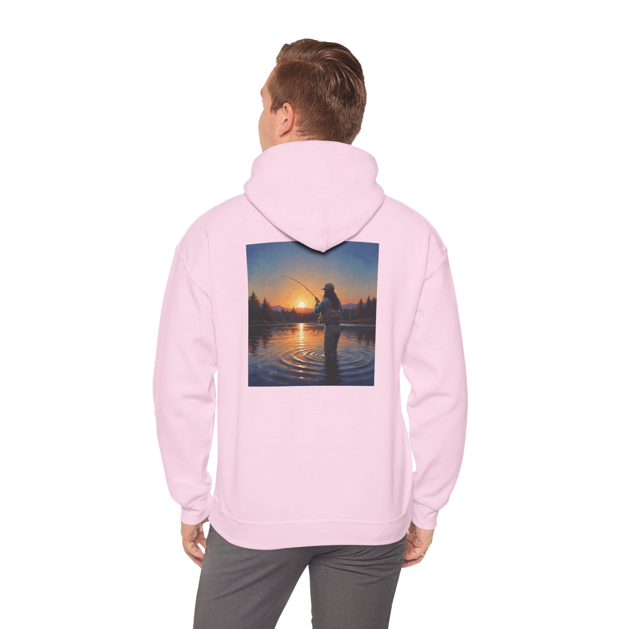 Sunset Fly Fishing Hoodie – Tranquil Angler Graphic Pullover