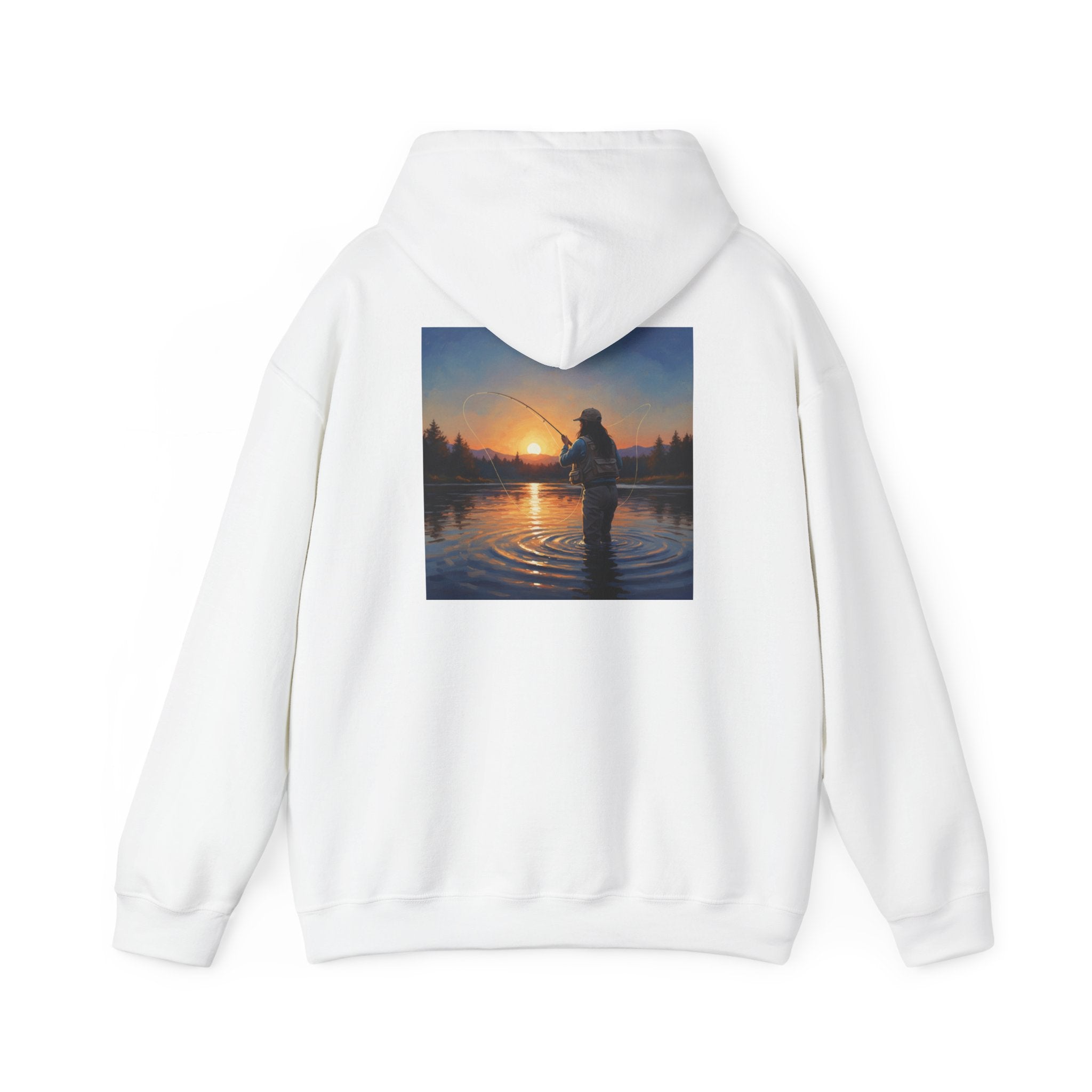 Sunset Fly Fishing Hoodie – Tranquil Angler Graphic Pullover