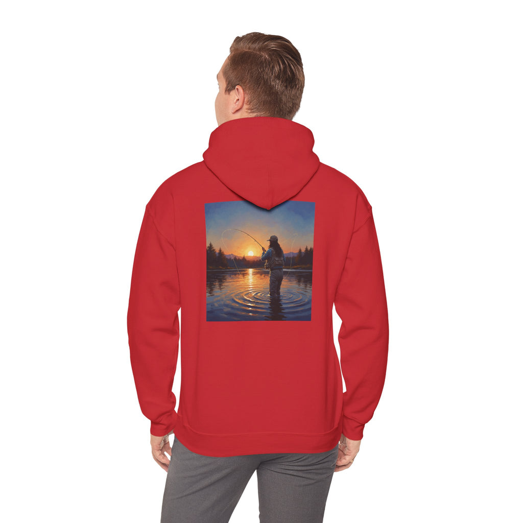 Sunset Fly Fishing Hoodie – Tranquil Angler Graphic Pullover