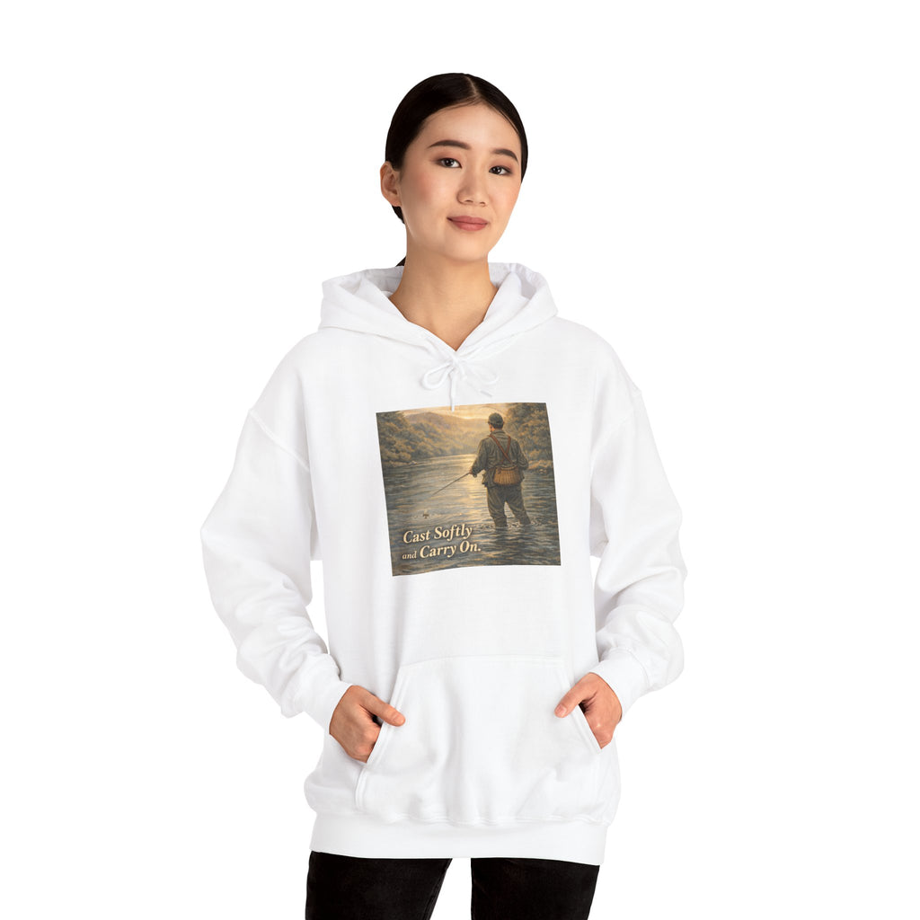 Hoodie — 'Can't Stop, Carry On' Sunset Fishing Graphic