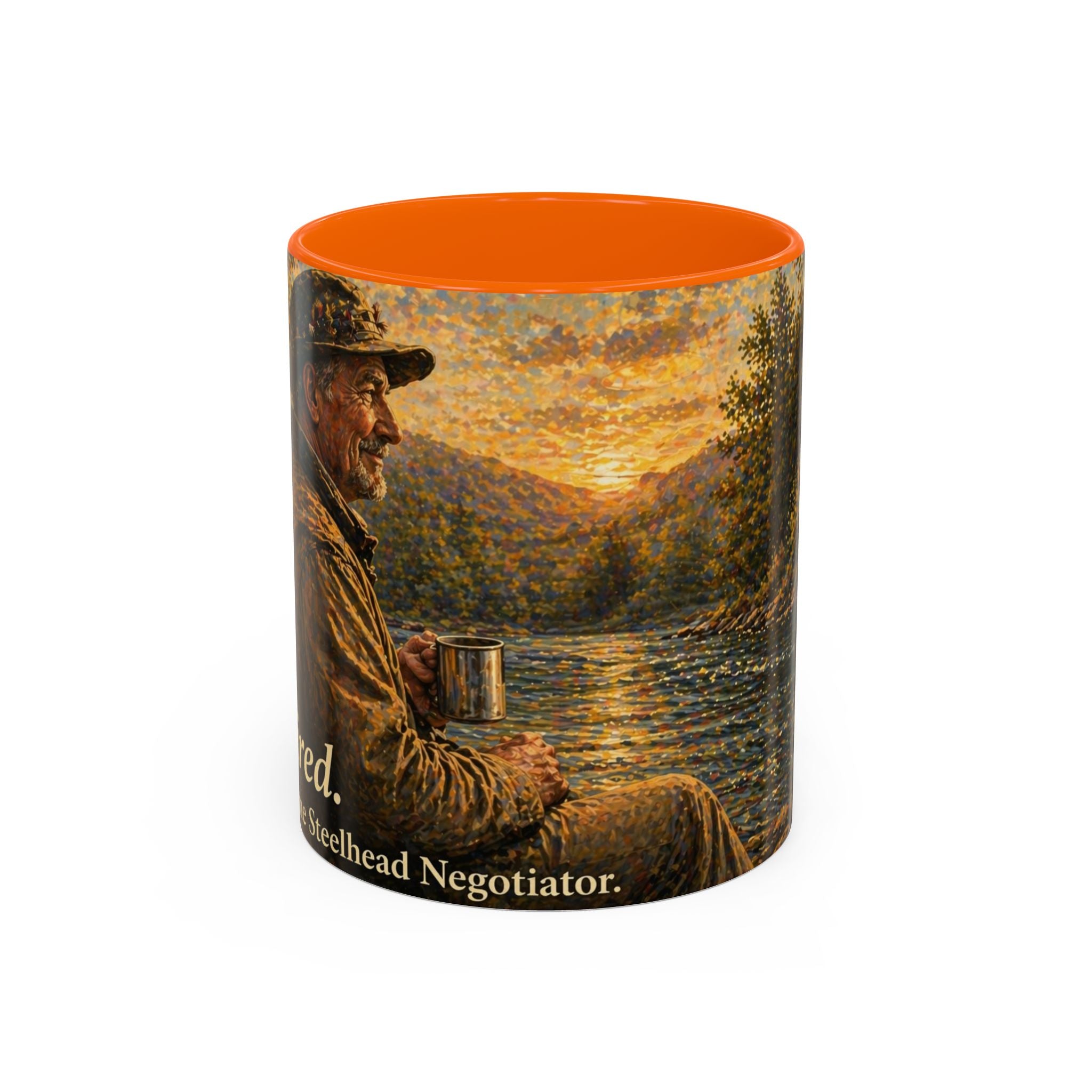 Rustic Fly Fisherman Coffee Mug – 'Trout Whisperer' Scenic Accent Mug (11/15oz)