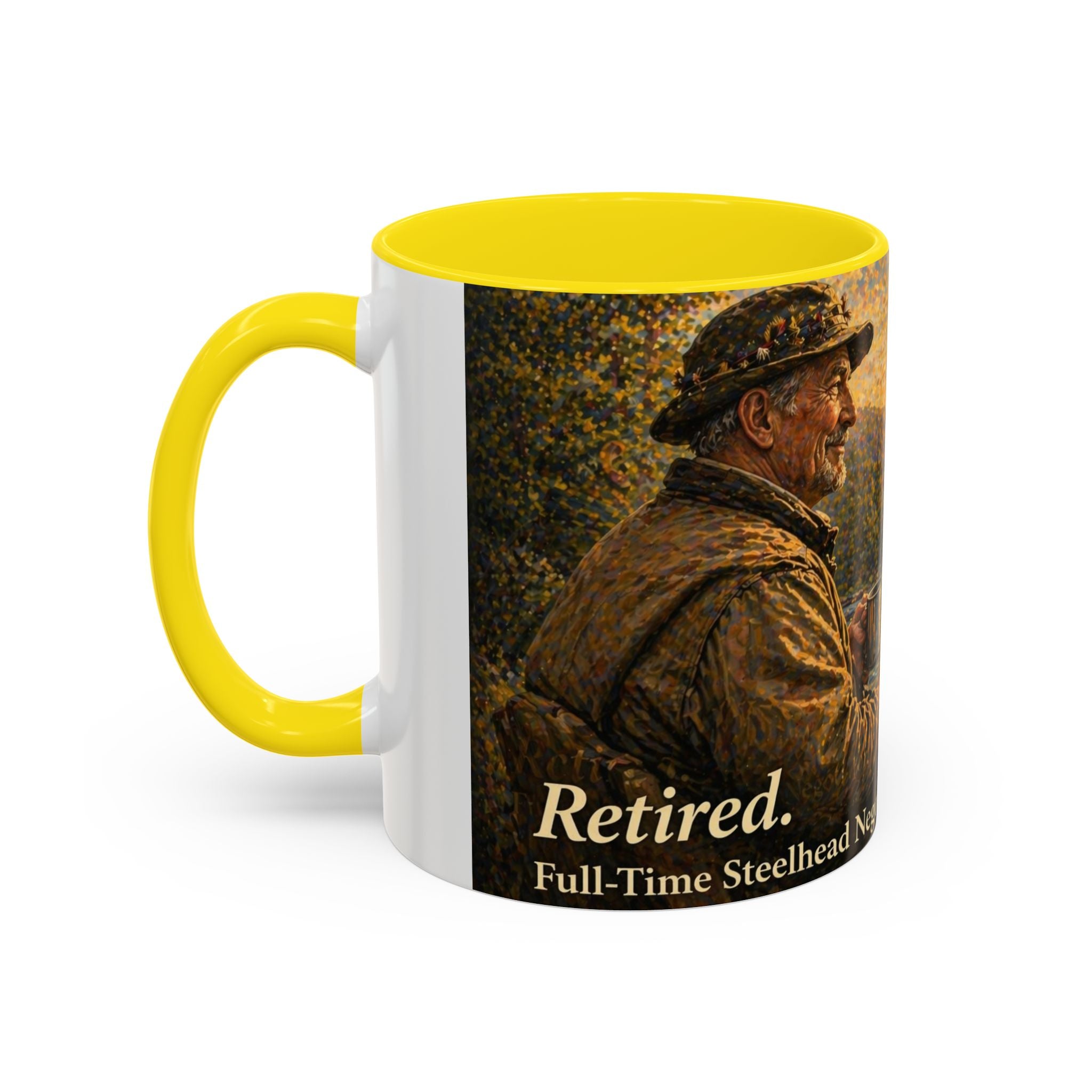 Rustic Fly Fisherman Coffee Mug – 'Trout Whisperer' Scenic Accent Mug (11/15oz)