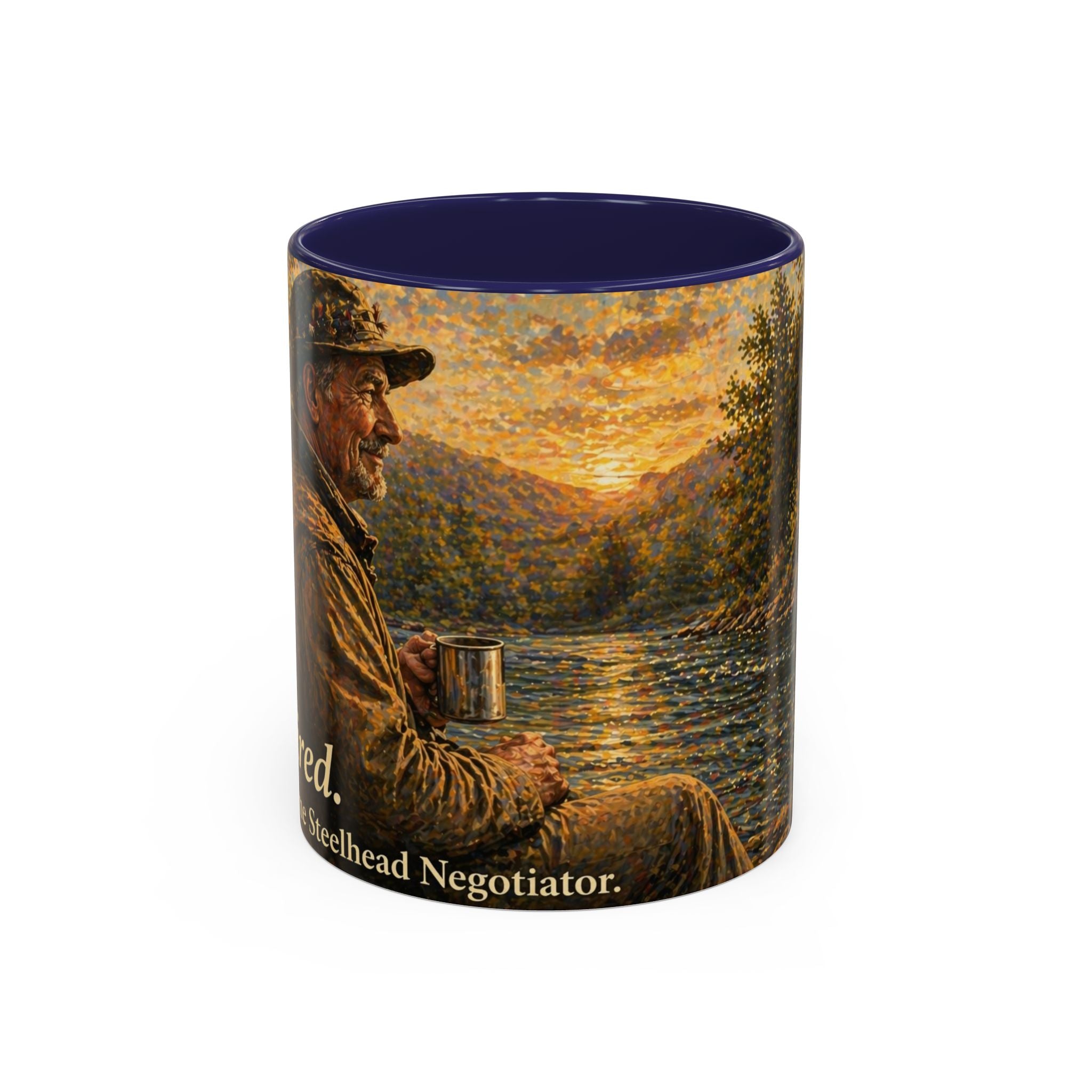 Rustic Fly Fisherman Coffee Mug – 'Trout Whisperer' Scenic Accent Mug (11/15oz)