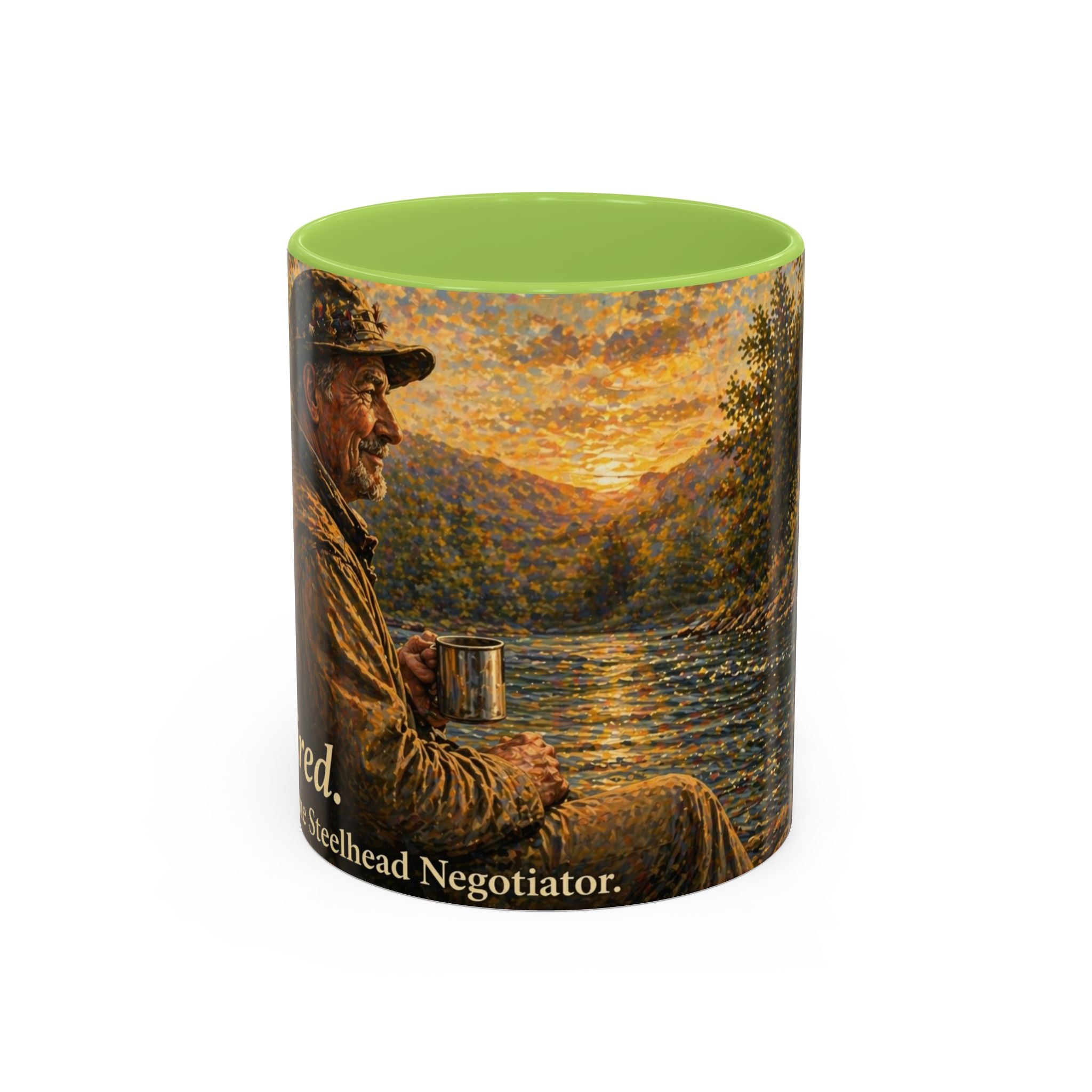 Rustic Fly Fisherman Coffee Mug – 'Trout Whisperer' Scenic Accent Mug (11/15oz)
