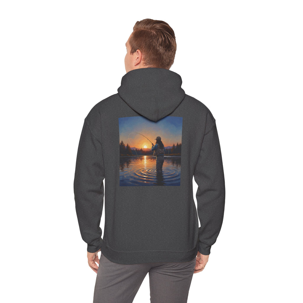 Sunset Fly Fishing Hoodie – Tranquil Angler Graphic Pullover