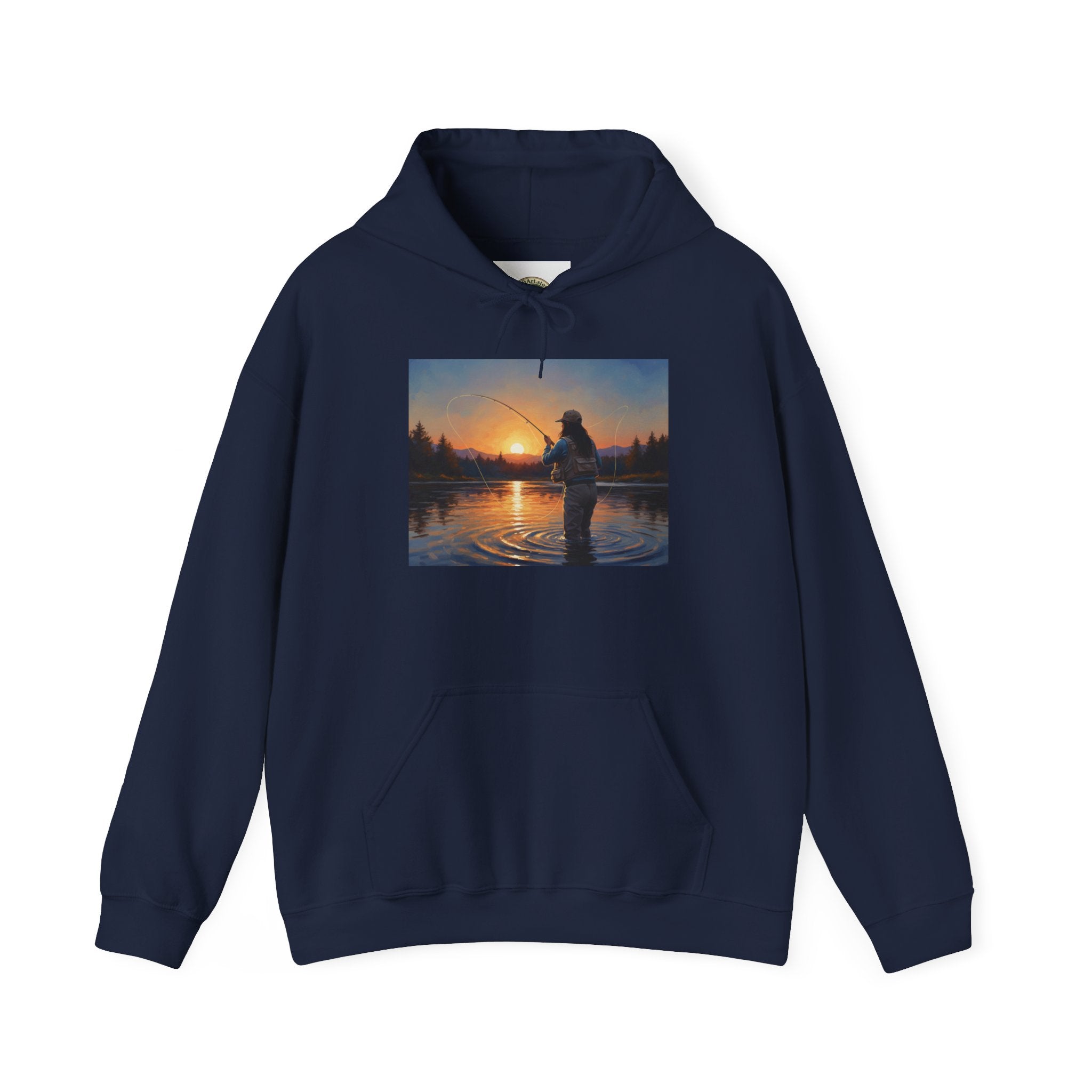 Fishing at Sunset Hoodie – Angler Sunset Scene Hooded Sweatshirt