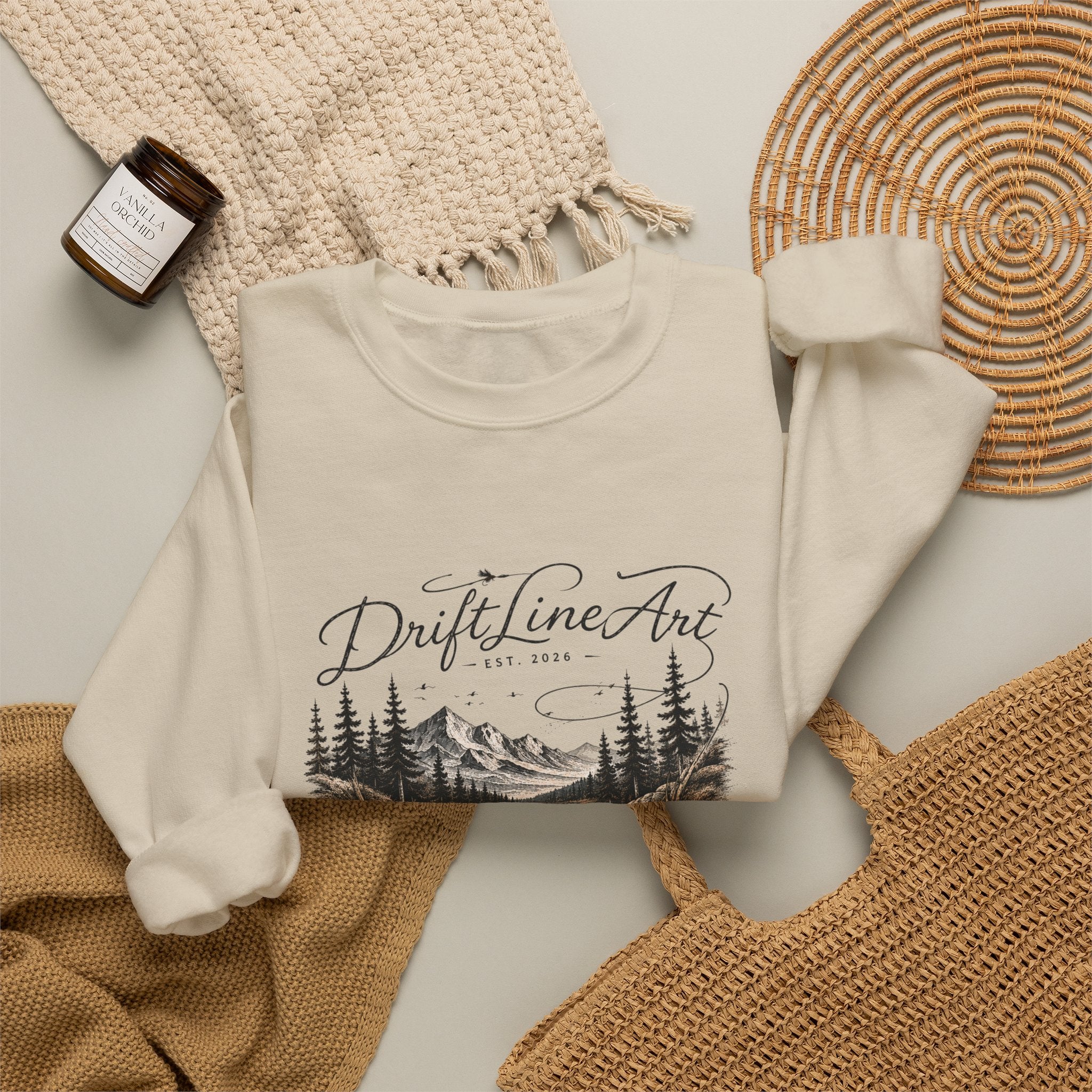 Drift Line Art Crewneck - Trout Tales Collection