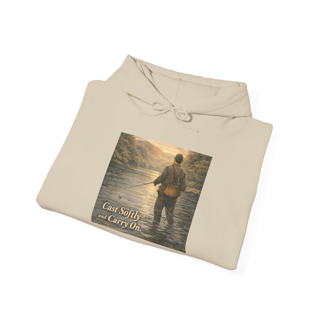 Hoodie — 'Can't Stop, Carry On' Sunset Fishing Graphic