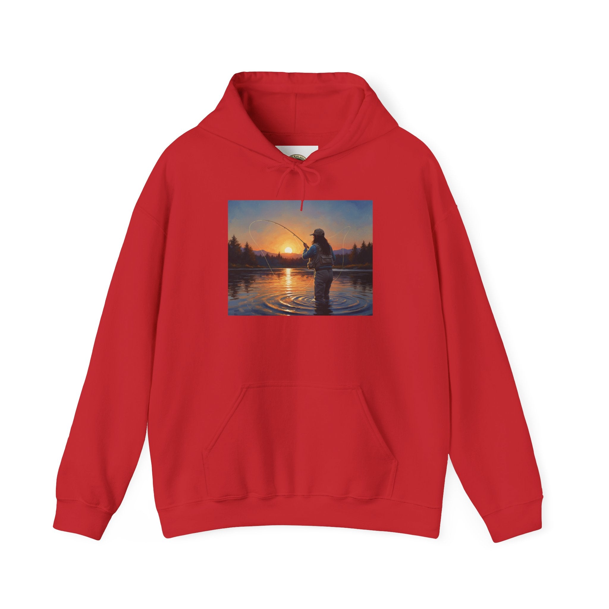 Fishing at Sunset Hoodie – Angler Sunset Scene Hooded Sweatshirt