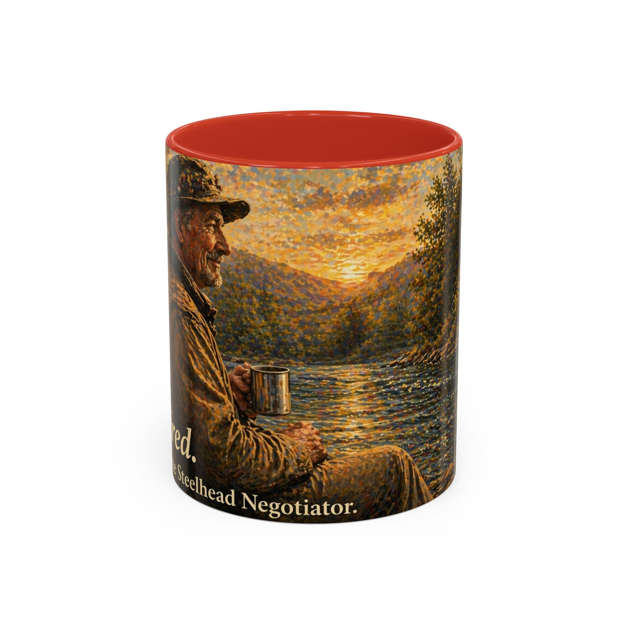 Rustic Fly Fisherman Coffee Mug – 'Trout Whisperer' Scenic Accent Mug (11/15oz)