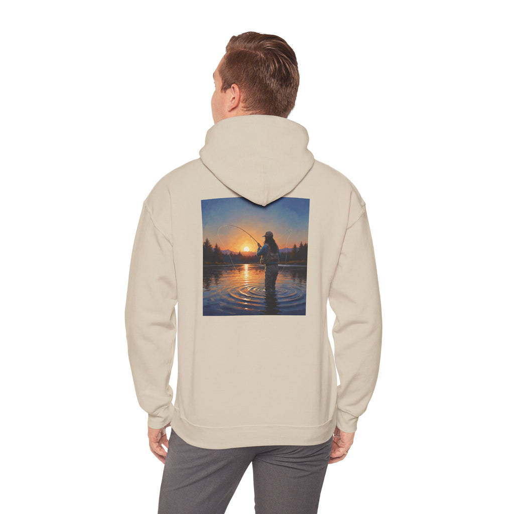 Sunset Fly Fishing Hoodie – Tranquil Angler Graphic Pullover
