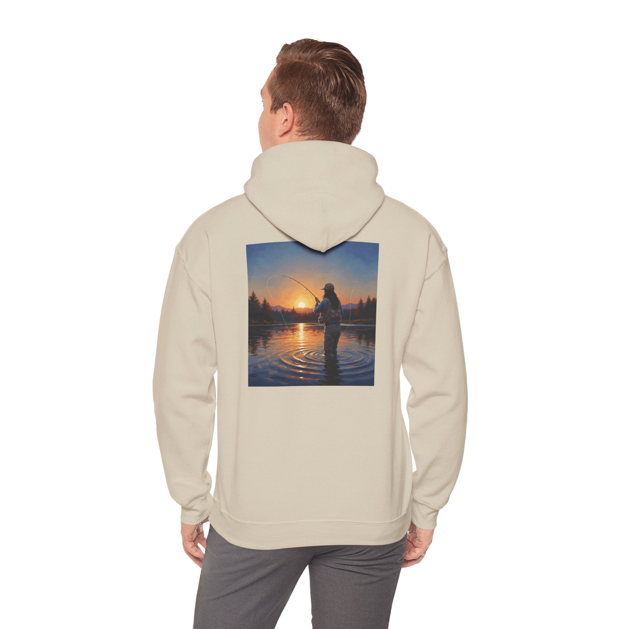 Sunset Fly Fishing Hoodie – Tranquil Angler Graphic Pullover