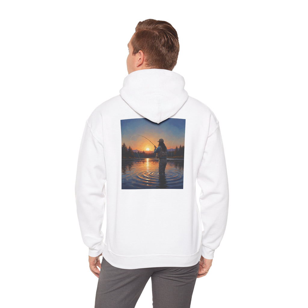 Sunset Fly Fishing Hoodie – Tranquil Angler Graphic Pullover