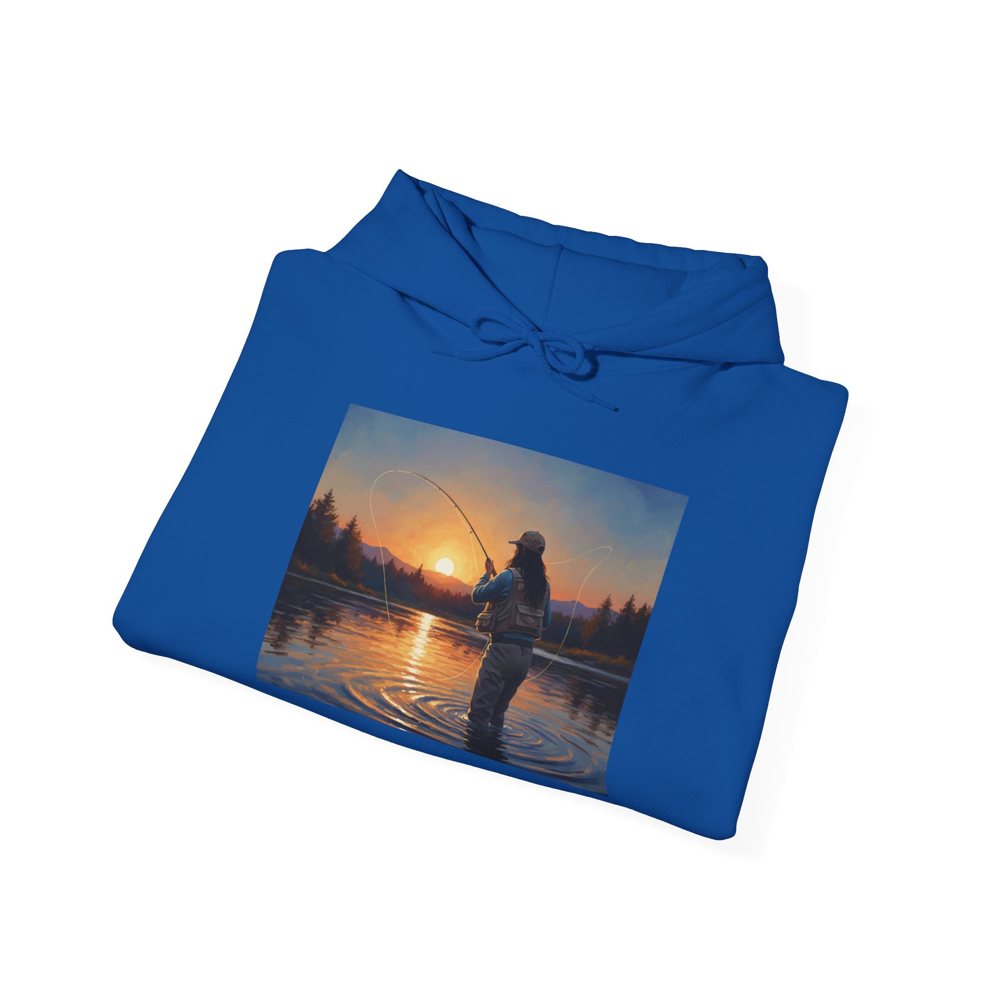 Fishing at Sunset Hoodie – Angler Sunset Scene Hooded Sweatshirt